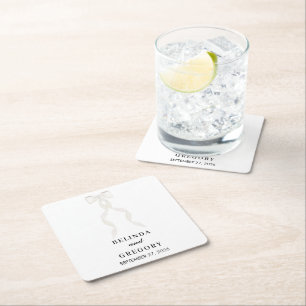 Formellt vitt fält Ribbon Elegant bröllop Underlägg Papper Kvadrat