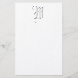 Formellt W Editable Monogram Linen Stationärt lage Brevpapper