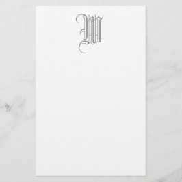 Formellt W Editable Monogram Linen Stationery Brevpapper