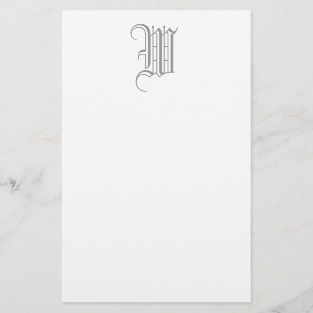 Formellt W Editable Monogram Linen Stationery Brevpapper (Framsida)