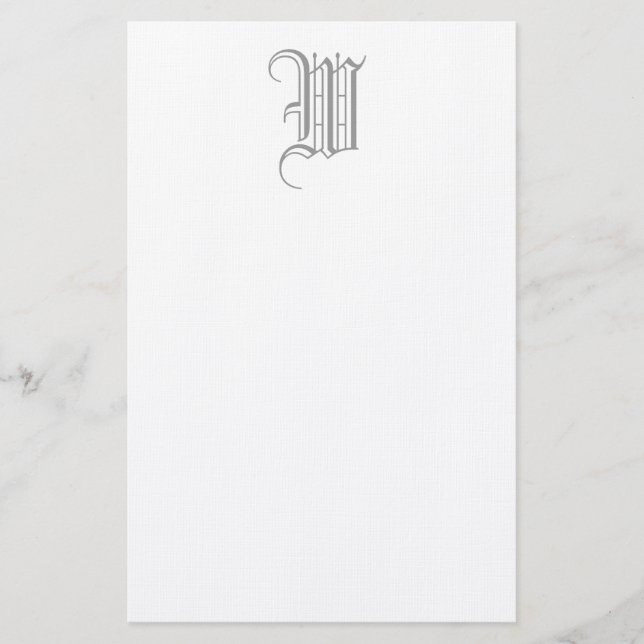 Formellt W Editable Monogram Linen Stationery Brevpapper (Framsida)