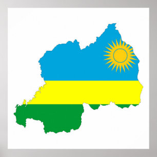Formen karta för rwanda land flagga poster