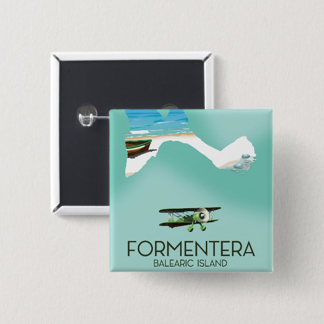 Formentera Balearerna Karta Travel-affisch Knapp (Framsida & baksida)
