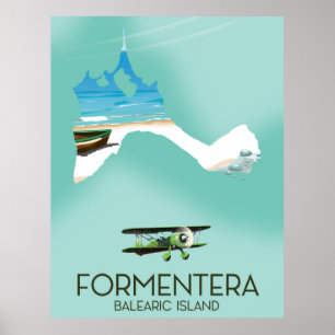 Formentera Balearerna Karta Travel-affisch Poster