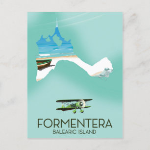 Formentera Balearerna Karta Travel-affisch Vykort