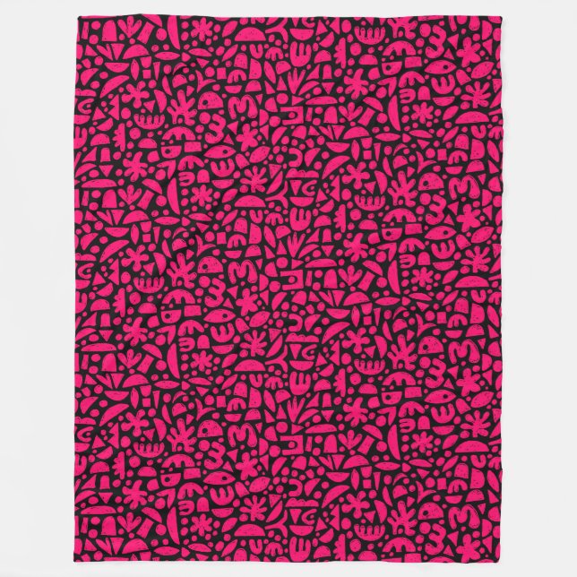Former, Abstrakt 140821 - Neon Red on Black Fleecefilt (Framsidan)