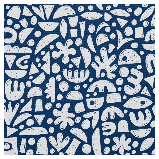 Former Abstrakta 140821 - Vit på Indigo Blå Tyg (Provkarta)