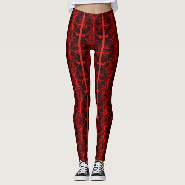 Former, "röda linjer flyter" på mörkens bakgrund? leggings (Framsida)