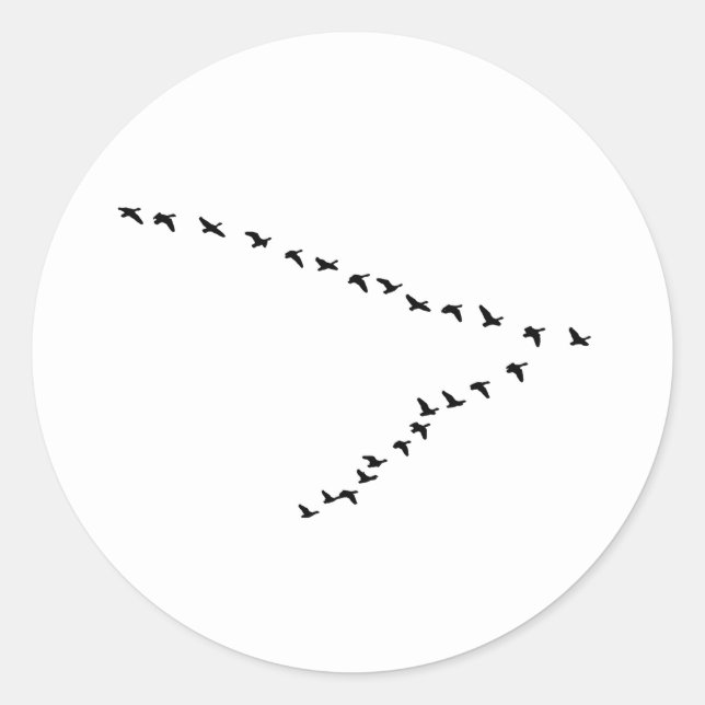 Formering av flygande gäss ’V’ Runt Klistermärke (Framsida)