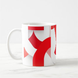 🔴 Formes Géométriques en Rouge et Blanc ⚪ Kaffemugg
