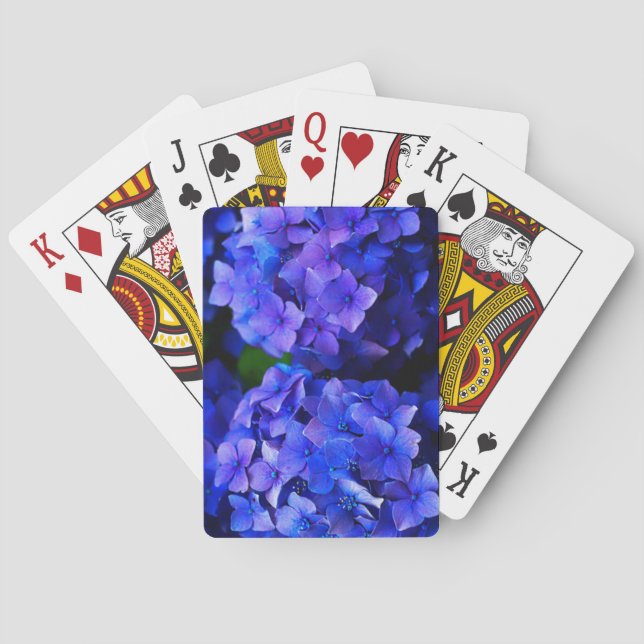Formgivare för blåttvanlig hortensiablomma casinokort (Baksidan)