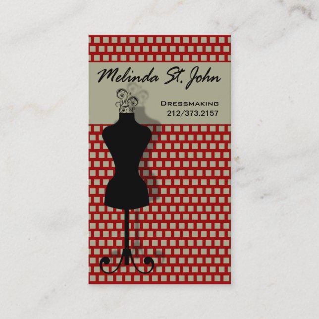 Formgivare för mode för sömmerskaskyltdockasömnad visitkort (Framsida)