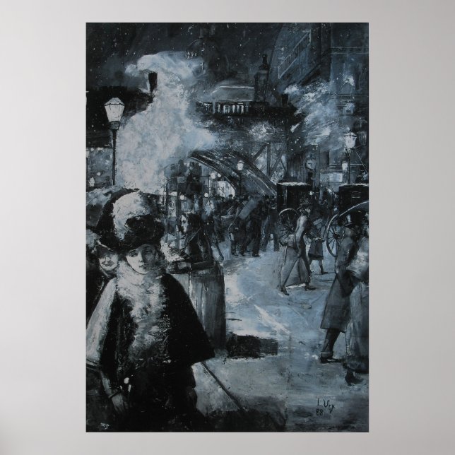 Förmiddag Bahnhof Friedrichstraße Poster (Framsidan)