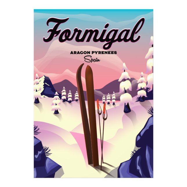 Formigal Aragon Spain-skidan poster. Fototryck (Framsidan)