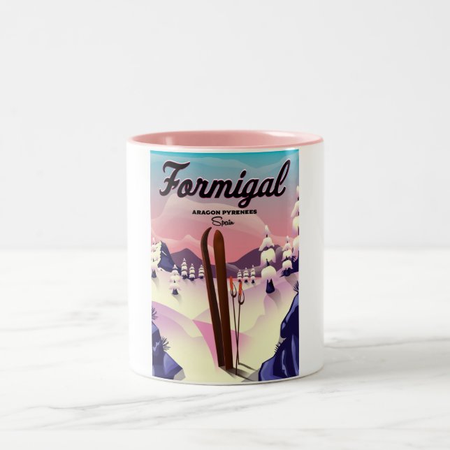 Formigal Aragon Spain-skidan poster. Två-Tonad Mugg (Center)