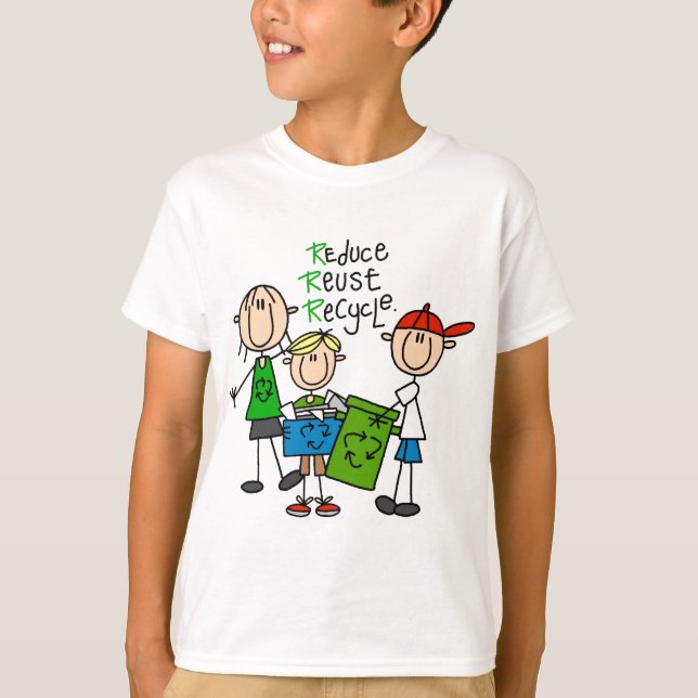 Förminska, återanvända, återvinnat-skjortor och t shirt (Framsida)