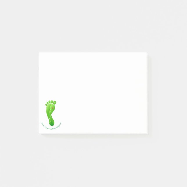 Förminska din ekologiska kolfotspårgrönt post-it block (Framsida)