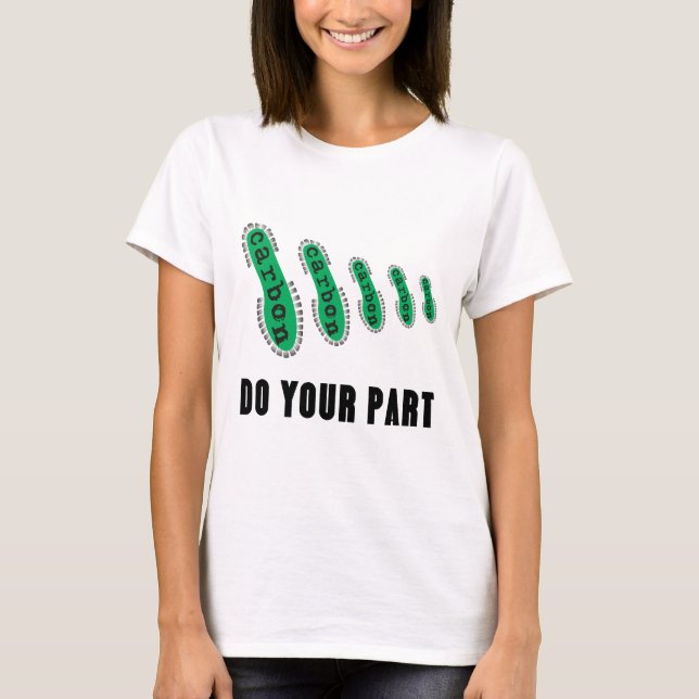 Förminska ditt kolfotspår tee shirt (Framsida)
