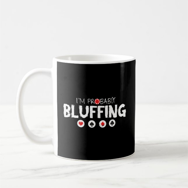 Förmodligen blåffing Texas Holdem-kort för Poker Kaffemugg (Vänster)