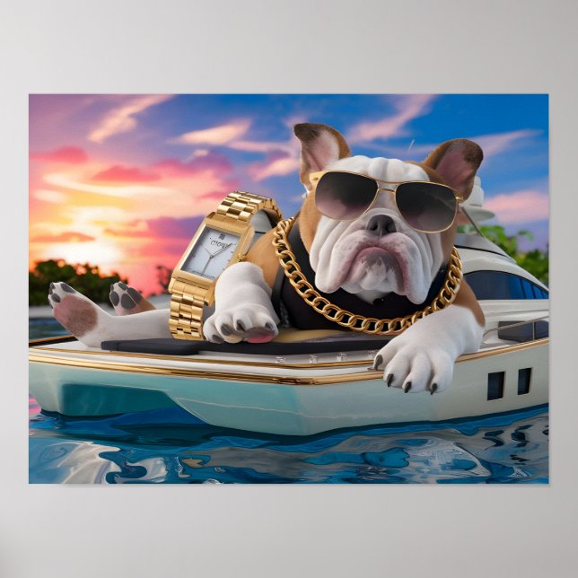 Förmögen Bulldog-tecken på Private Yacht Poster (Framsidan)