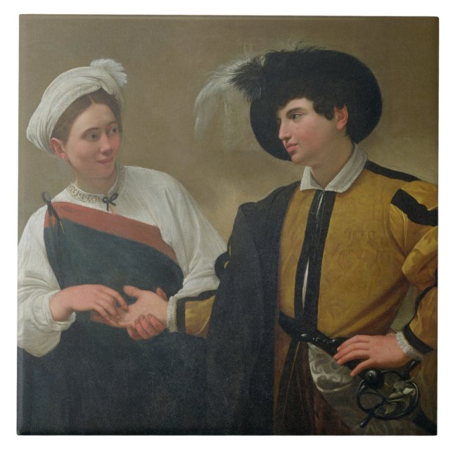 Förmögenhetkassören (La Buona Ventura), c.1594 Kakelplatta (Framsidan)