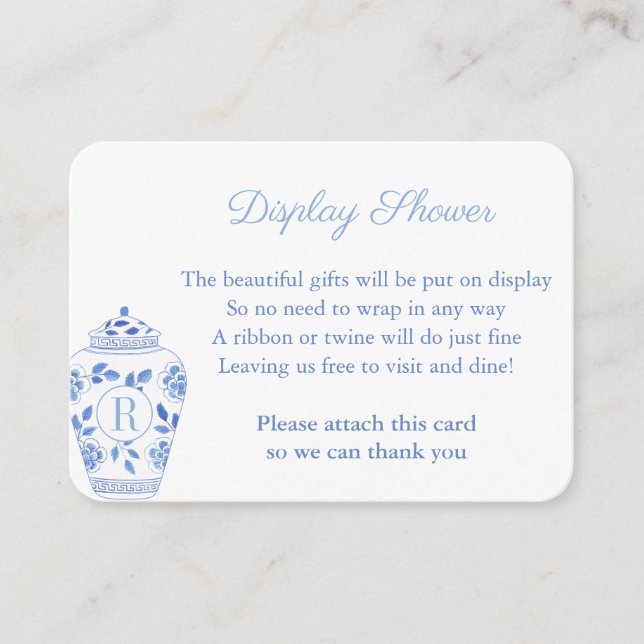 Förmonogrammerad Ginger Jar Bröllopsdisplay Duscha Tilläggskort (Framsida)