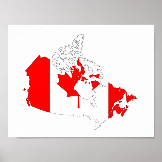 Formsymbolen canada land flagga karta silhuette poster (Framsidan)