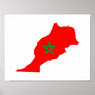 Formsymbolen Morocco land flagga karta Poster