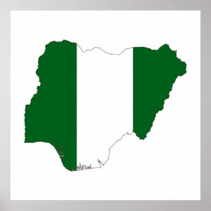 Formsymbolen nigeria land flagga karta poster