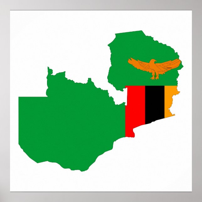 Formsymbolen Zambia land flagga karta Poster (Framsidan)