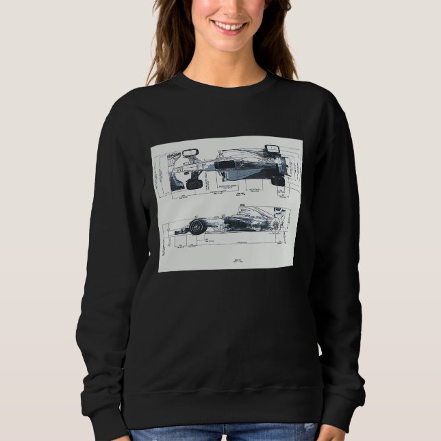Formula Racing Car Blueprint Mechanical Engineerin T Shirt (Framsida)