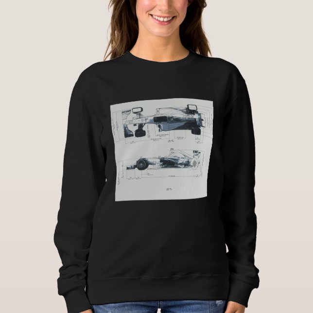 Formula Racing Car Blueprint Mechanical Engineerin T Shirt (Framsida)