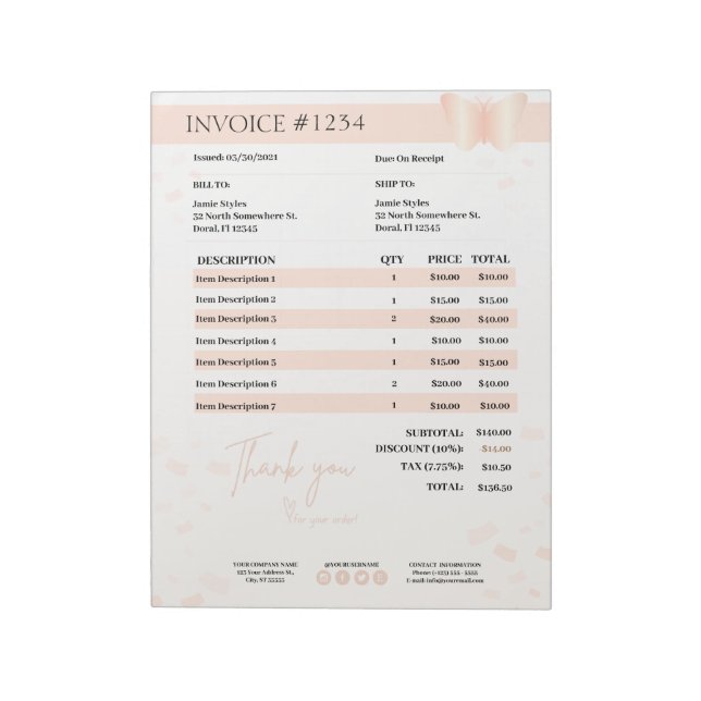 Formulär, affärsoffert, faktura, varuinleverans anteckningsblock (Roterad)