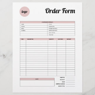 Formulär för minsta produktorder för rosa  brevhuvud