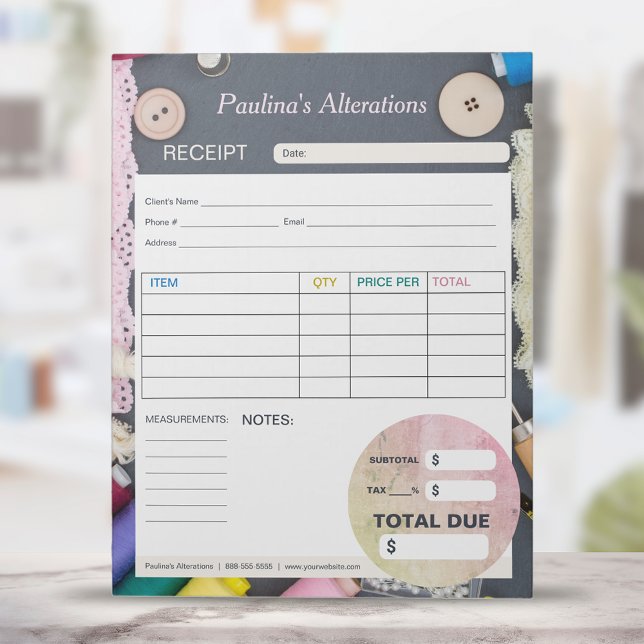 Formulär för Seamstress-fakturadeklaration Anteckningsblock (Skapare uppladdad)