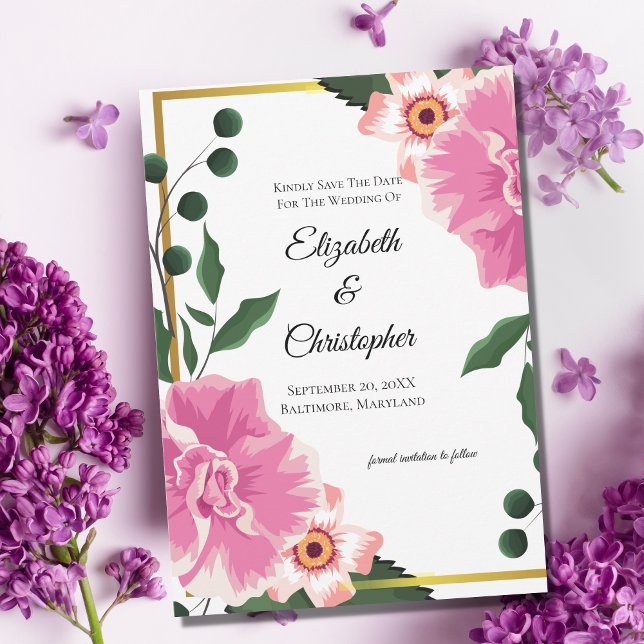 Formulär formulering Rosa och grön blomsterlig Sav Spara Datumet (Skapare uppladdad)