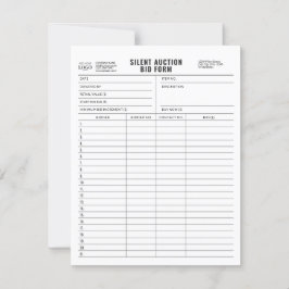 Formulärmall för anpassadets Logotyp - tyst auktio Inbjudningar
