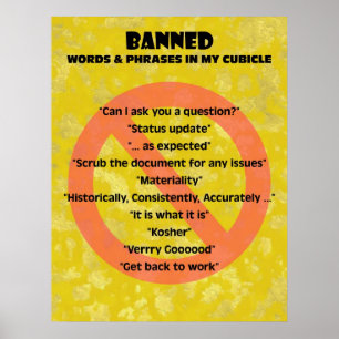 formulerar den förböd ord "för theCUBICLE" & Poster