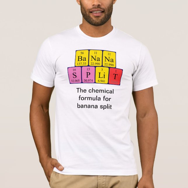 Formulerar det kluvna periodiska bord för bananen tee shirt (Framsida)
