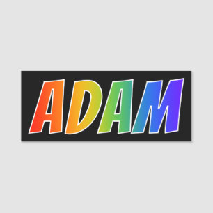 Förnamn "ADAM": Rolig regnbågefärgläggning Namnbricka