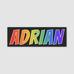Förnamn "ADRIAN": Rolig regnbågefärgläggning Namnbricka