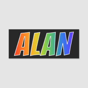 Förnamn "ALAN": Rolig regnbågefärgläggning Namnbricka