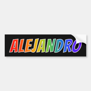 Förnamn "ALEJANDRO": Rolig regnbågefärgläggnin Bildekal