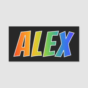 Förnamn "ALEX": Rolig regnbågefärgläggning Namnbricka