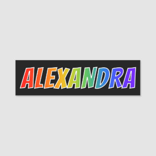 Förnamn "ALEXANDRA": Rolig regnbågefärgläggnin Namnbricka