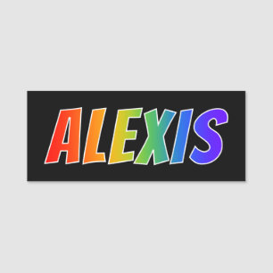 Förnamn "ALEXIS": Rolig regnbågefärgläggning Namnbricka