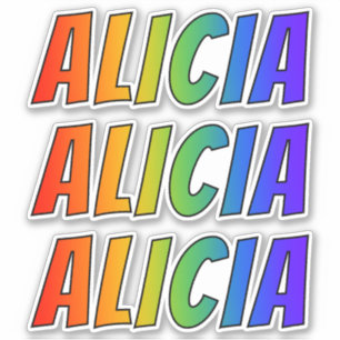 Förnamn "ALICIA" med rolig regnbågefärgläggnin Klistermärken