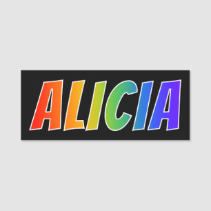 Förnamn "ALICIA": Rolig regnbågefärgläggning Namnbricka