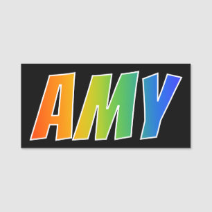 Förnamn "AMY": Rolig regnbågefärgläggning Namnbricka