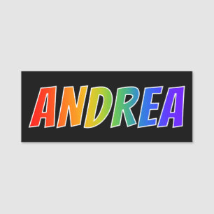Förnamn "ANDREA": Rolig regnbågefärgläggning Namnbricka